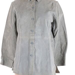 Elegant Women's light blue Suede Jacket Size: L